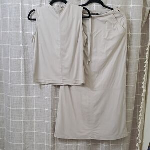 Chapter One Cream Midi Pencil Skirt Set Casual